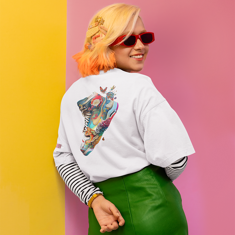 FLORAL SHOE Oversized T-Shirt 240GSM Biowash