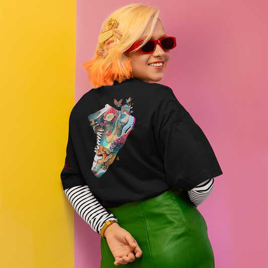 FLORAL SHOE  Oversized T-Shirt  240GSM Biowash