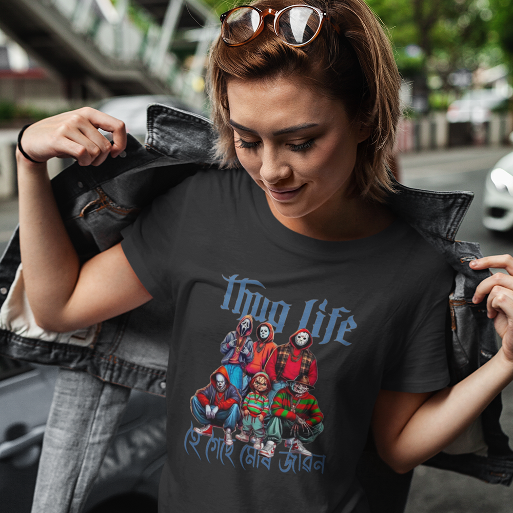 THUG LIFE হৈ গৈছে মোৰ জীৱন  (Unisex TShirt 180GSM Biowash Cotton)