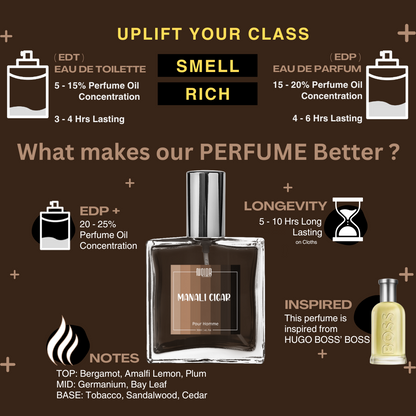 MANALI CIGAR (men)  50ml  EDP+ Luxury Perfume  (Inspired by HUGO BOSS' BOSS)